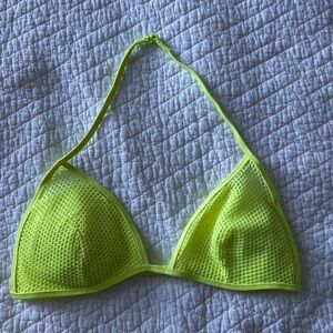 Neon Yellow Mesh Bikini Top